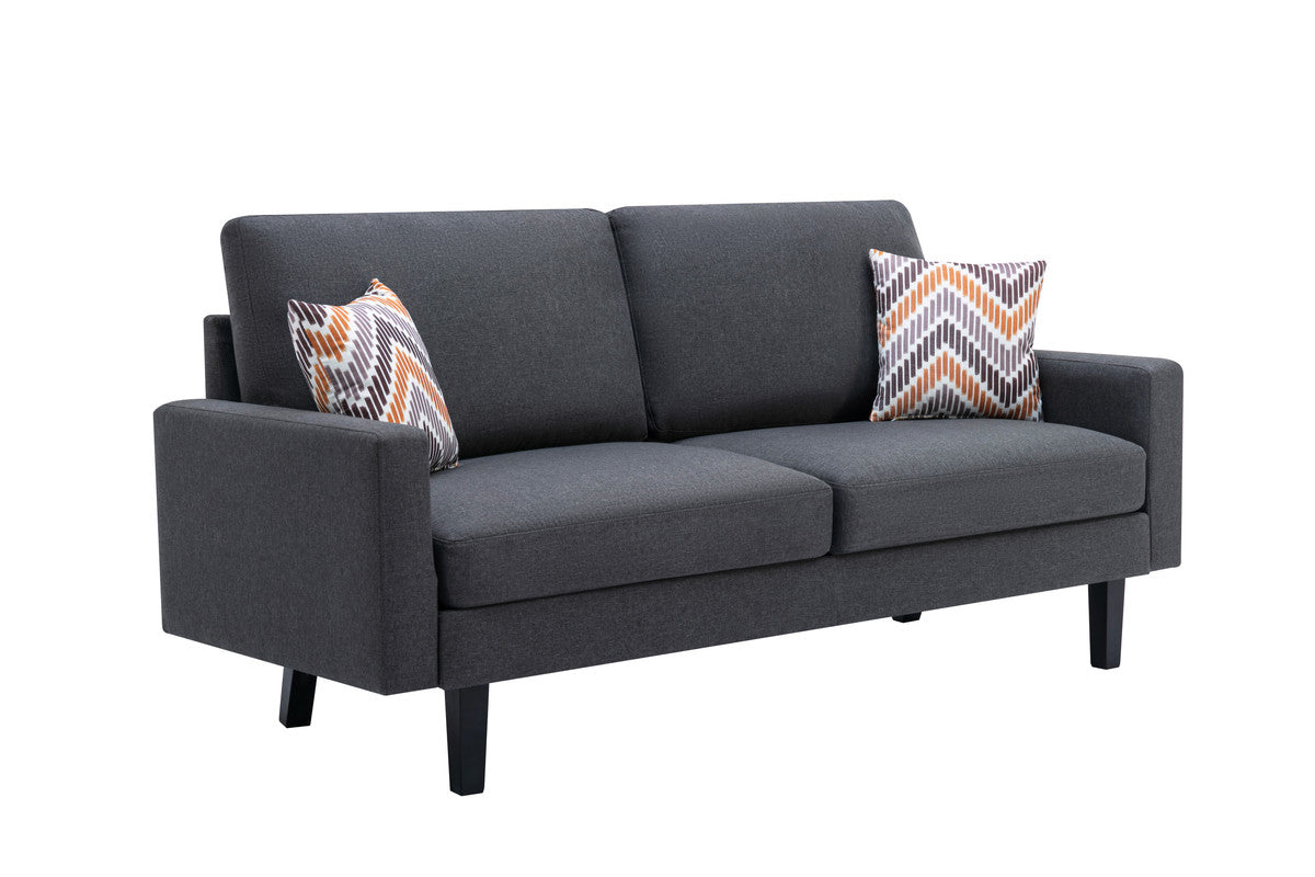 Dark Gray Linen 3 Seat Sofa - 70" Wide