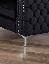 Lorreto 86" Black Velvet Sofa - Luxurious Comfort for Living Room