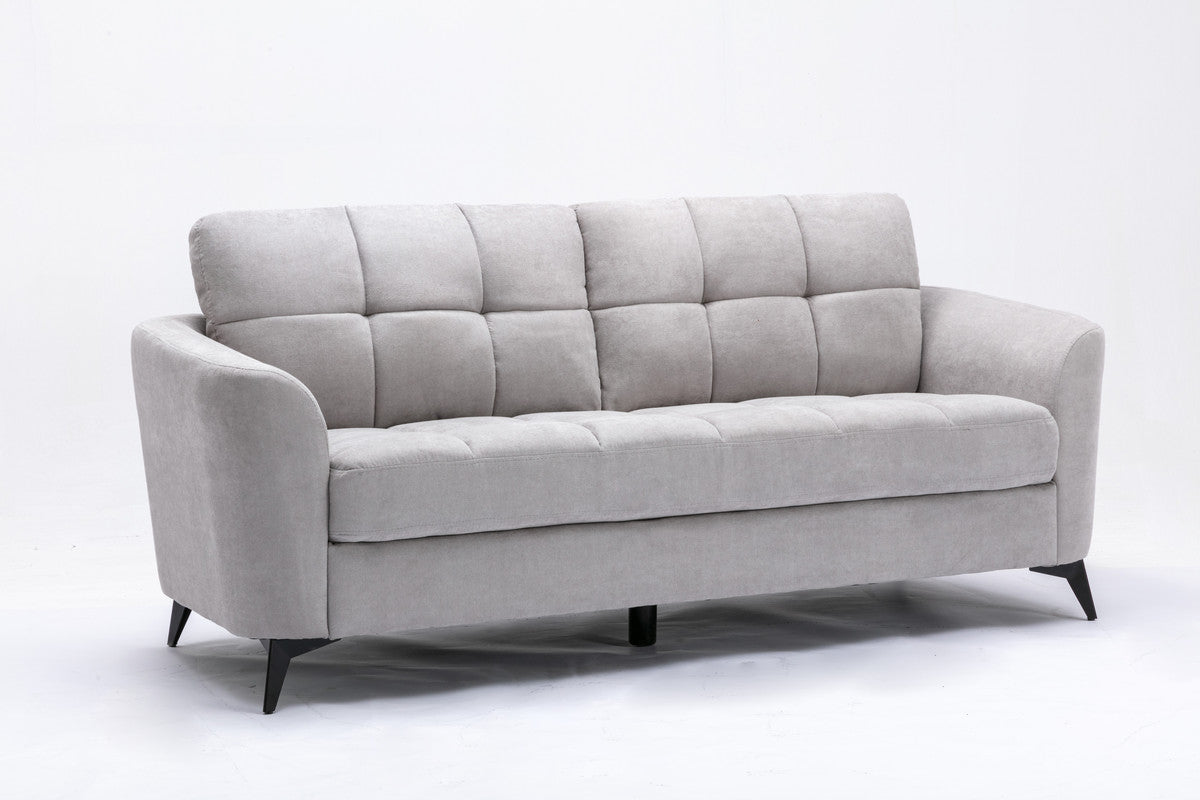 Light Gray Velvet Sofa - 3 Seat Comfort