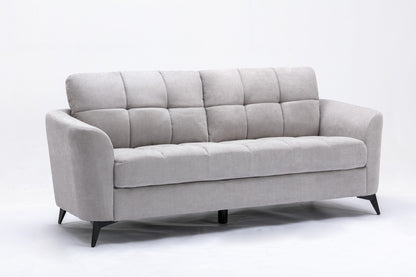 Light Gray Velvet Sofa - 3 Seat Comfort