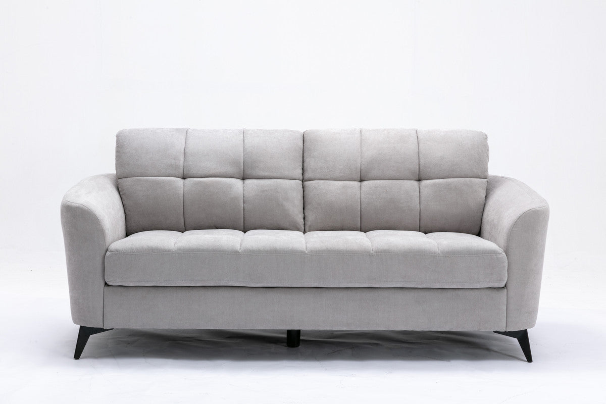 Light Gray Velvet Sofa - 3 Seat Comfort