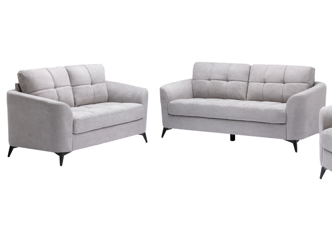 Light Gray Velvet Sofa Loveseat Living Room Set for Guest Space