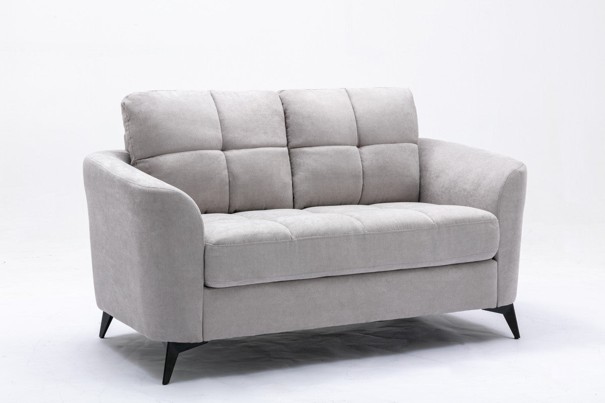 Light Gray Velvet Sofa Loveseat Living Room Set for Guest Space