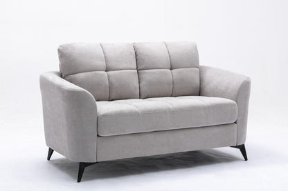 Light Gray Velvet Sofa Loveseat Living Room Set for Guest Space