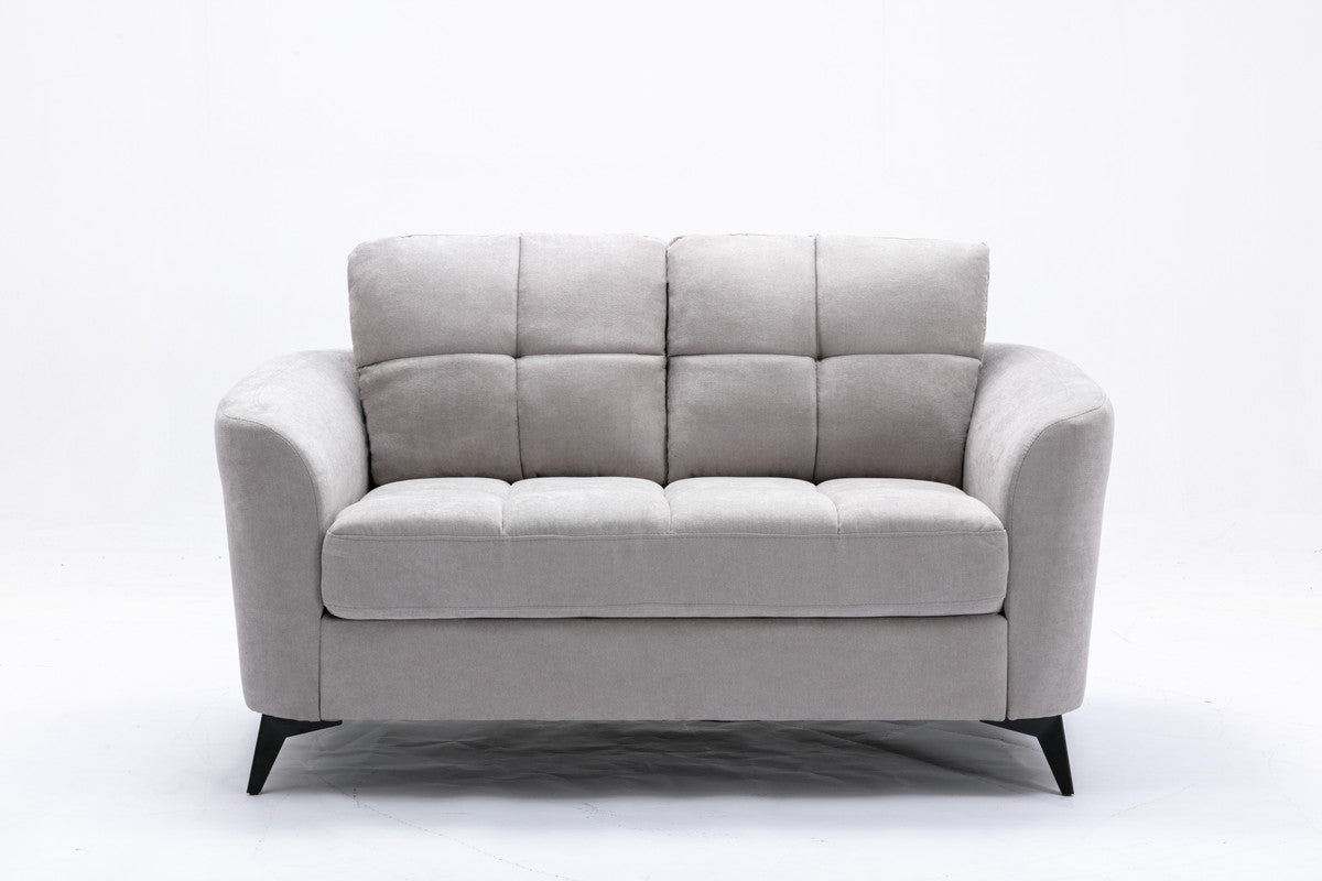 Light Gray Velvet Sofa Loveseat Living Room Set for Guest Space