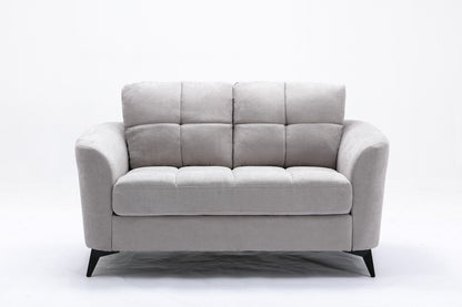 Light Gray Velvet Sofa Loveseat Living Room Set for Guest Space