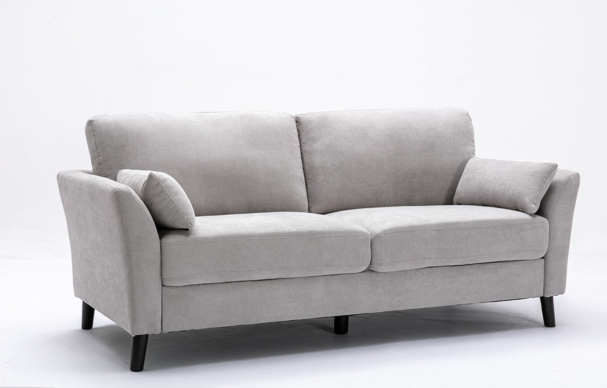 Light Gray 3 Seat Velvet Sofa - 64" Wide