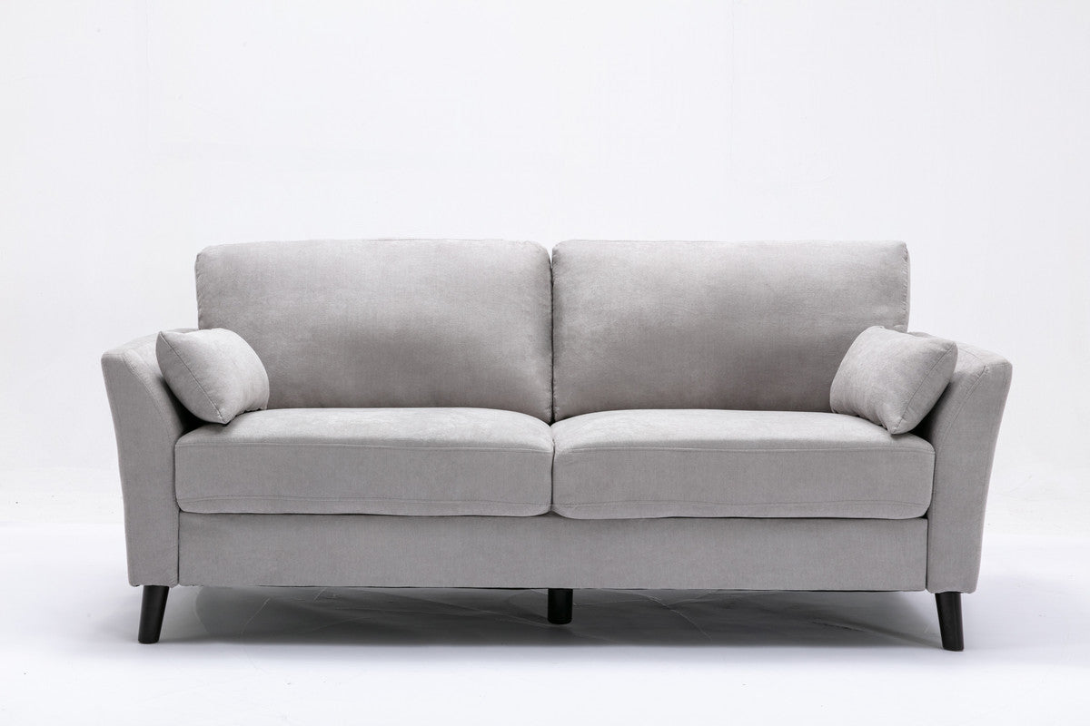 Light Gray 3 Seat Velvet Sofa - 64" Wide