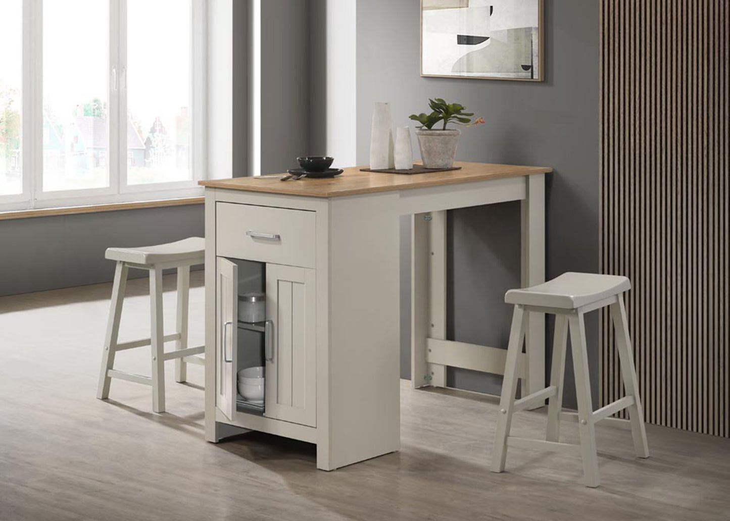 Walnut Dining Table Set with Cabinet and Storage for Kitchen for Dining Room
