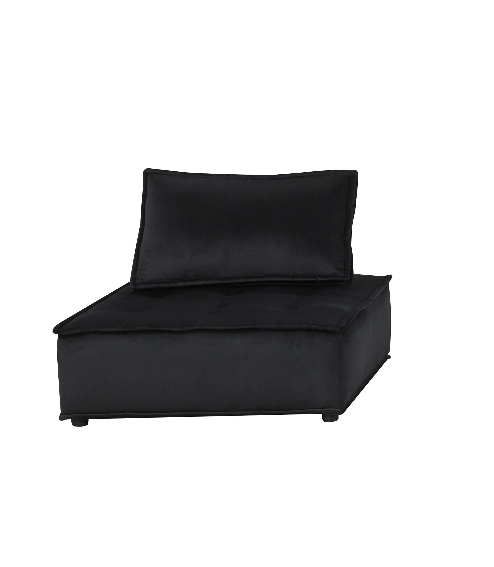 Black Velvet 5 Seat Sofa - 120" Wide