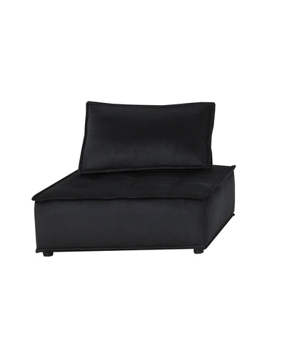 Black Velvet 5 Seat Sofa - 120" Wide