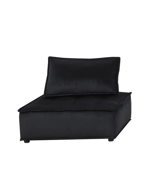 Black Velvet 5 Seat Sofa - 120" Wide