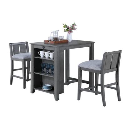36" Gray Dining Table with 2 Chairs - Small Space for Dining Room