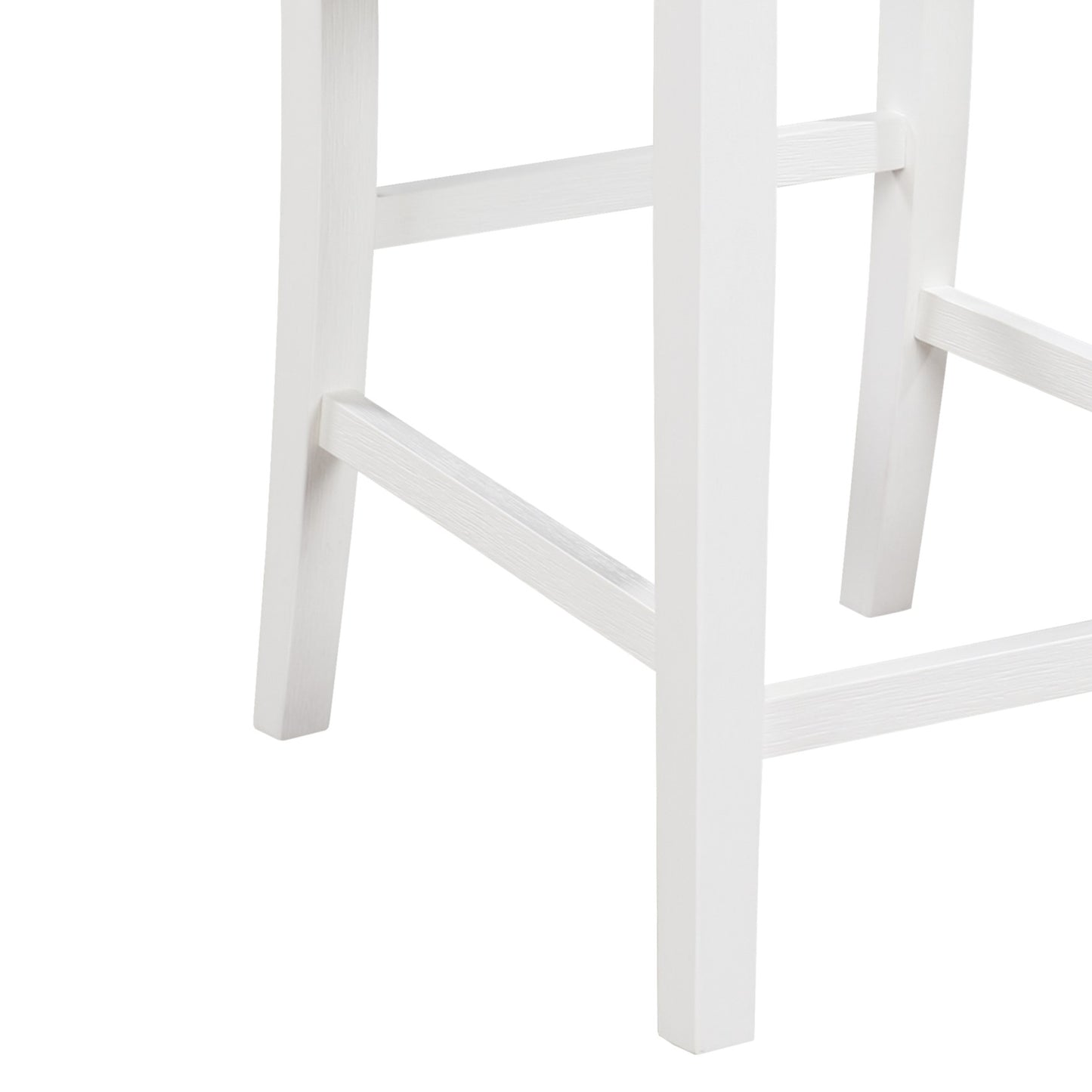 White Wood Dining Table Set with 2 Chairs and USB Charging Ports for Dining Room