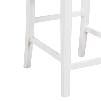 White Wood Dining Table Set with 2 Chairs and USB Charging Ports for Dining Room