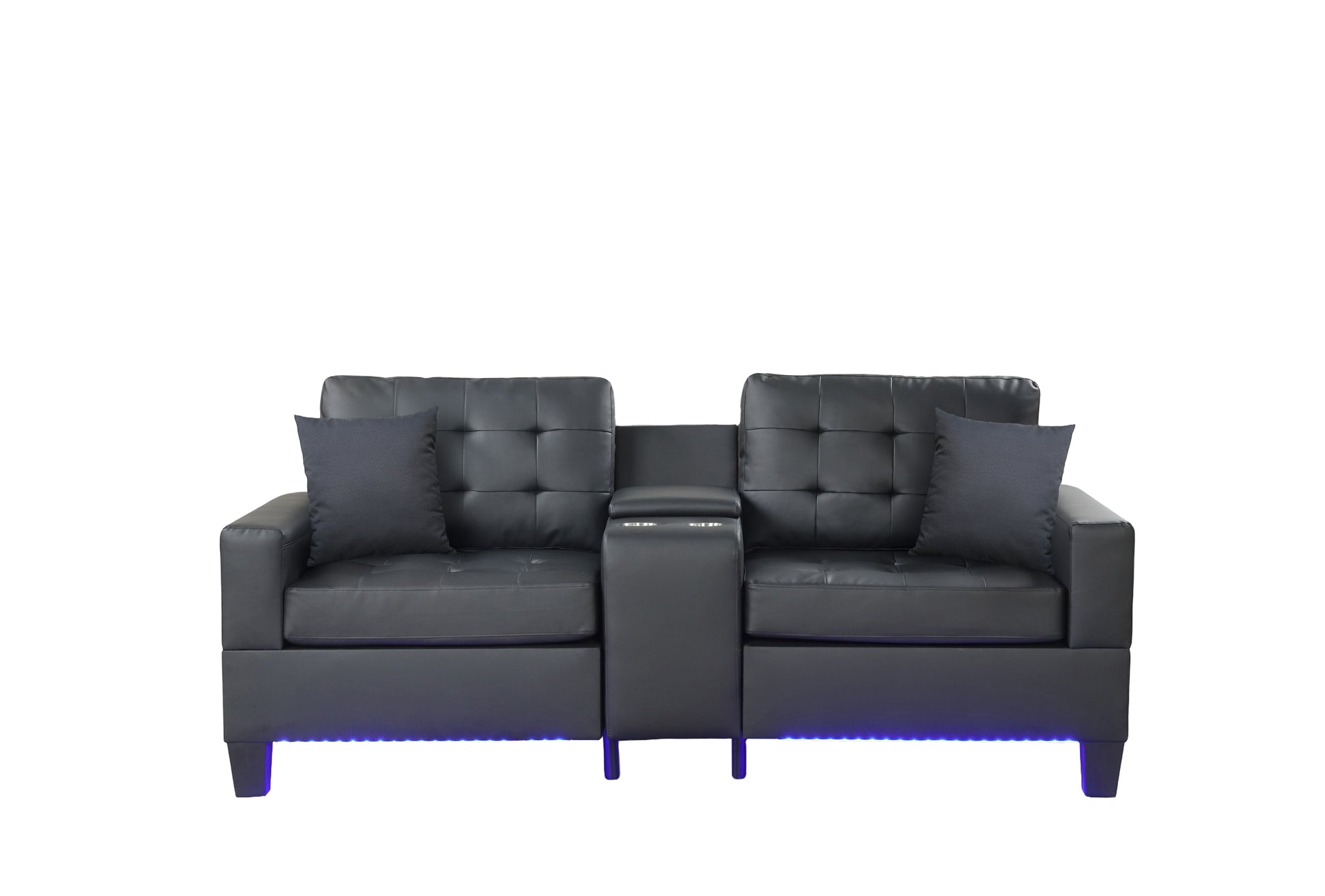 85" Black Fabric Sofa with USB Charging