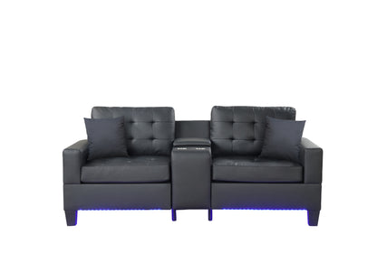 85" Black Fabric Sofa with USB Charging