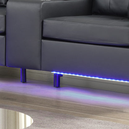 85" Black Fabric Sofa with USB Charging