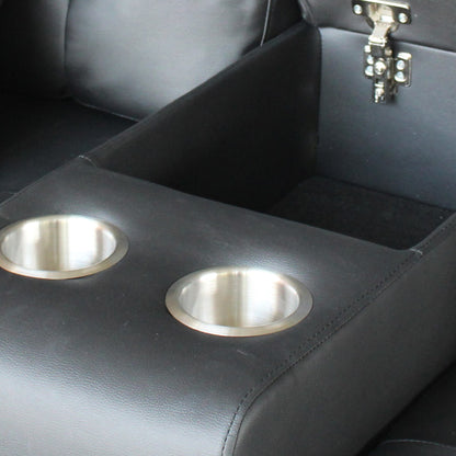 85" Black Fabric Sofa with USB Charging