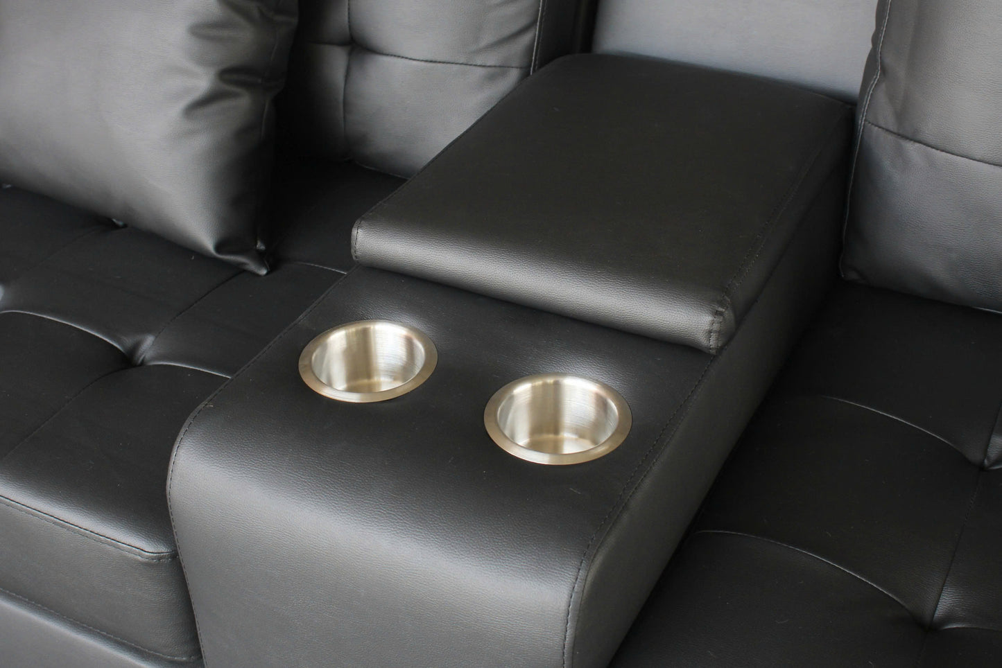 85" Black Fabric Sofa with USB Charging