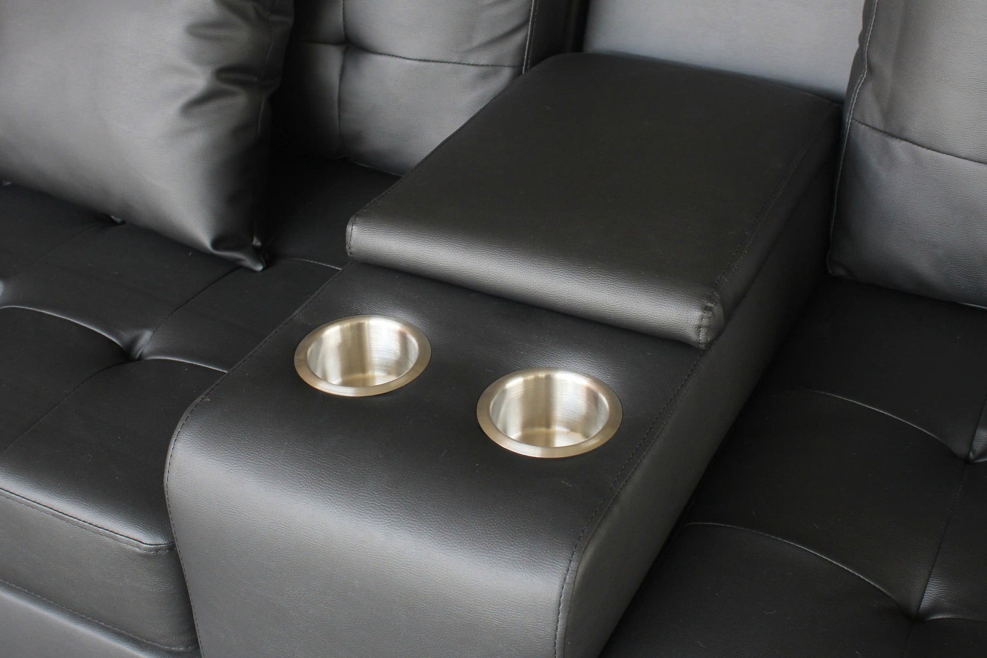 85" Black Fabric Sofa with USB Charging