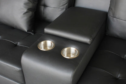 85" Black Fabric Sofa with USB Charging