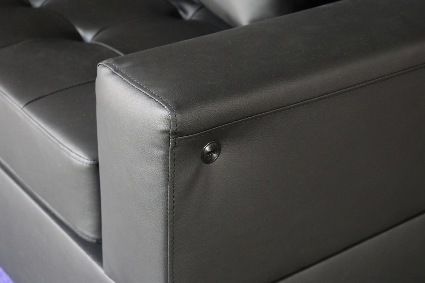 85" Black Fabric Sofa with USB Charging