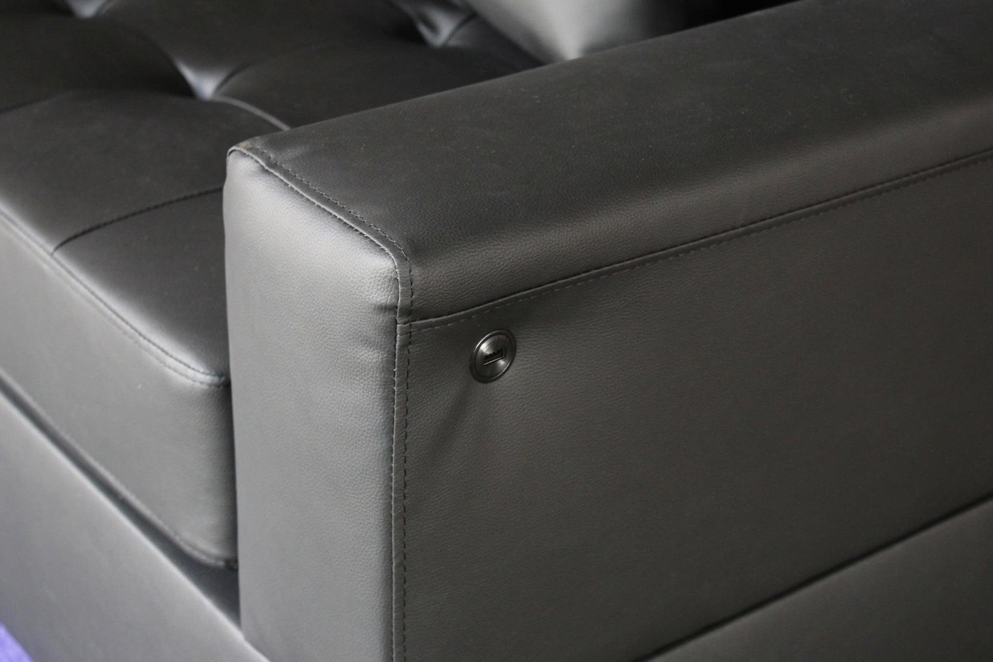 85" Black Fabric Sofa with USB Charging
