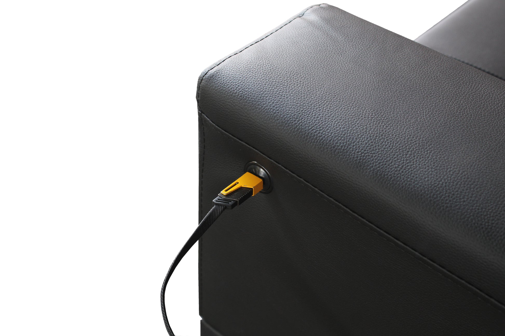 85" Black Fabric Sofa with USB Charging