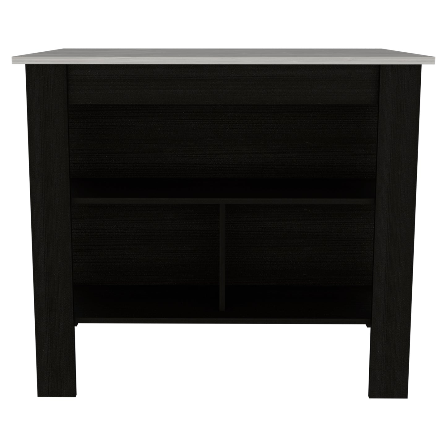 Wenge Particle Board Kitchen Island with Ample Storage and Dining Space