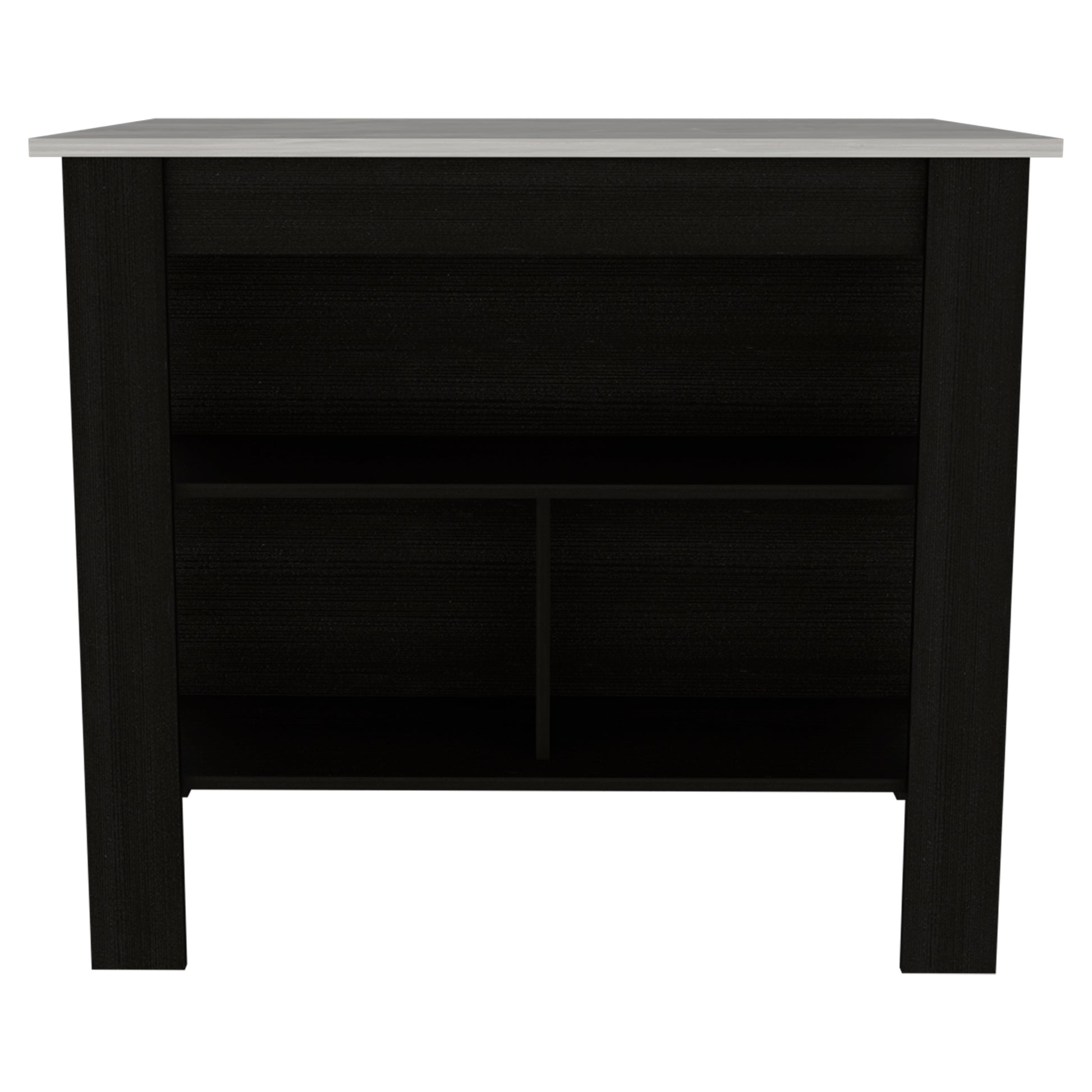 Wenge Particle Board Kitchen Island with Ample Storage and Dining Space
