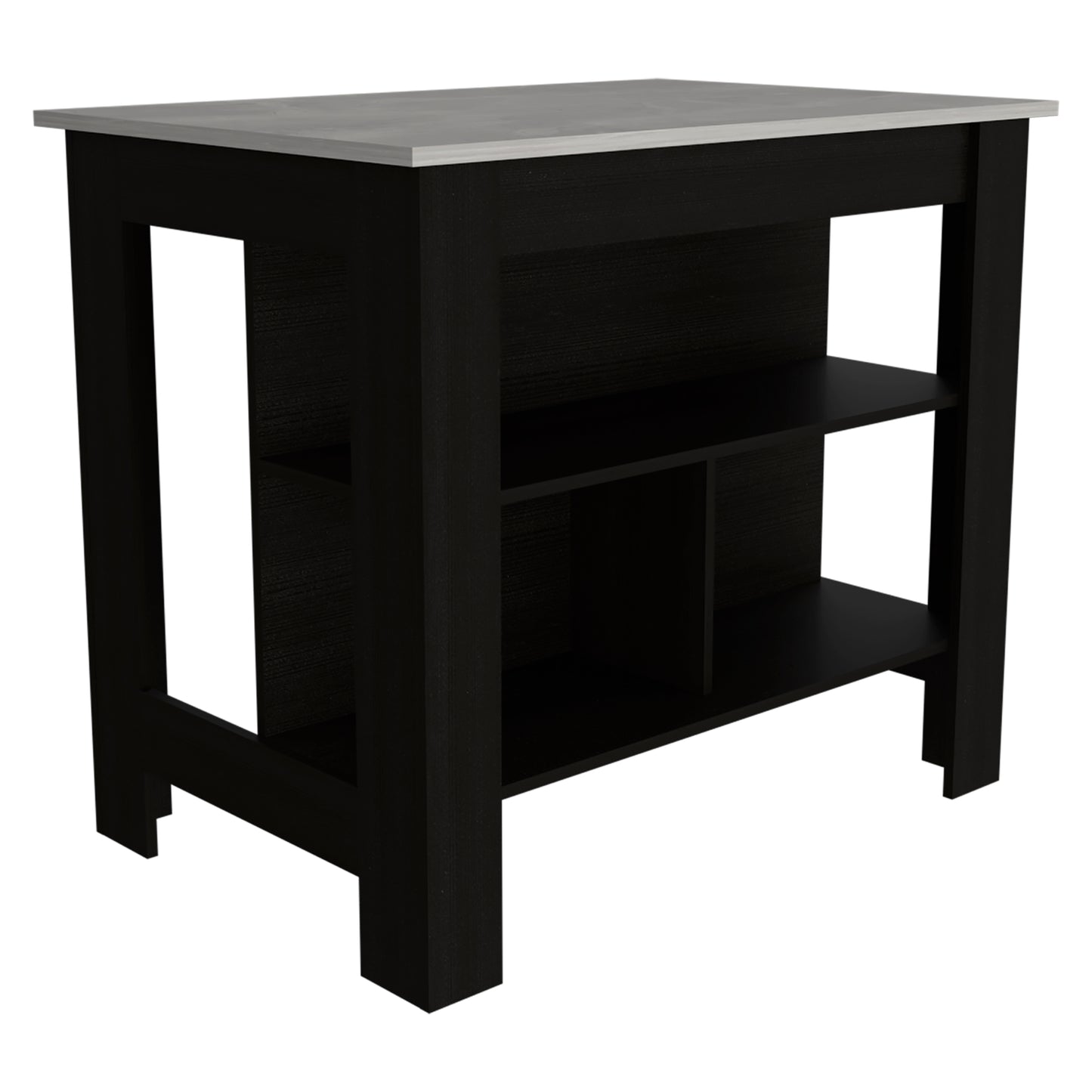Wenge Particle Board Kitchen Island with Ample Storage and Dining Space