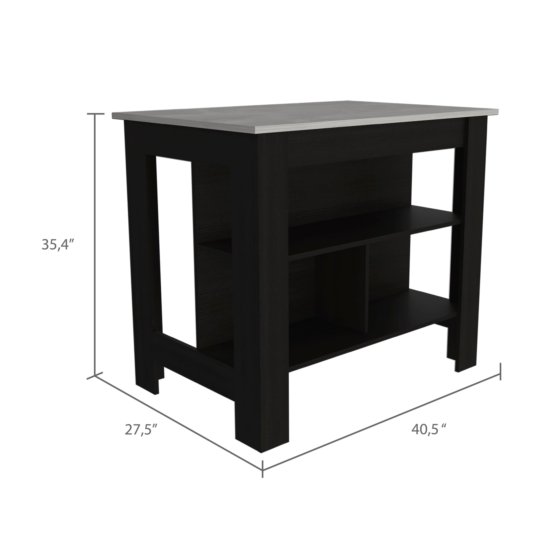 Wenge Particle Board Kitchen Island with Ample Storage and Dining Space