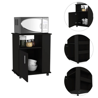 Wenge Particle Board Kitchen Island with Caster Storage