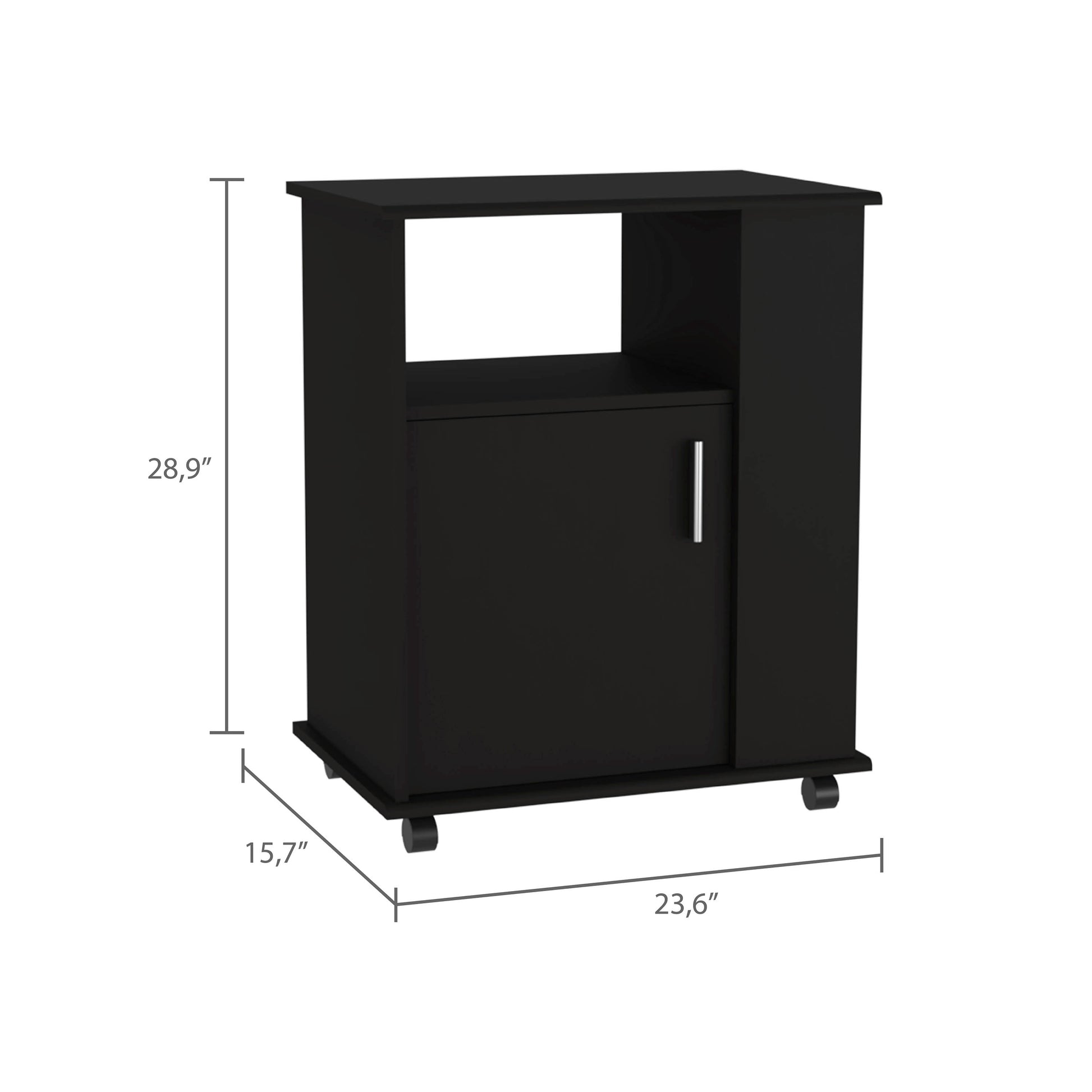 Wenge Particle Board Kitchen Island with Caster Storage