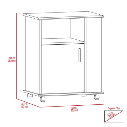 Wenge Particle Board Kitchen Island with Caster Storage