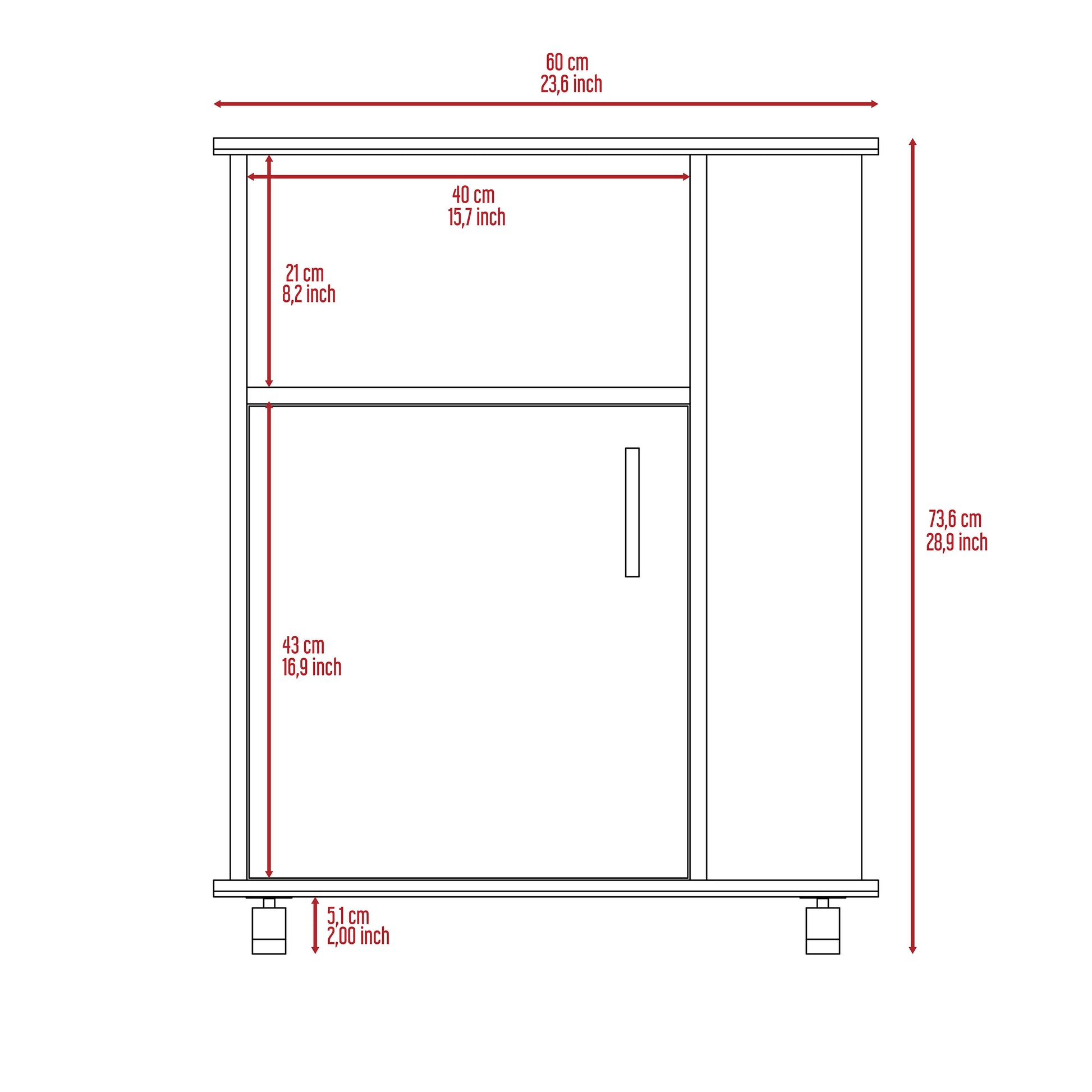 Wenge Particle Board Kitchen Island with Caster Storage