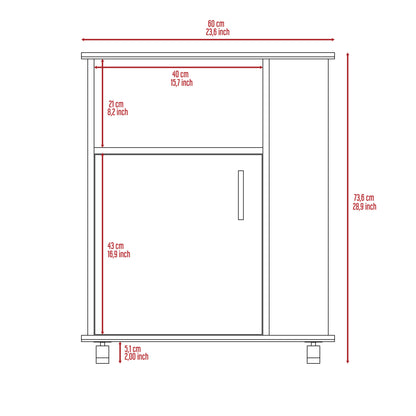 Wenge Particle Board Kitchen Island with Caster Storage