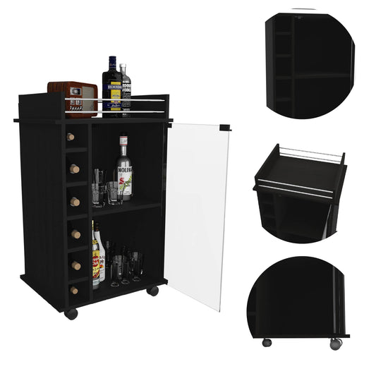 6-Bottle Wenge Bar Cart - Kitchen Island Storage