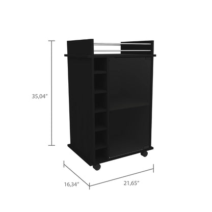 6-Bottle Wenge Bar Cart - Kitchen Island Storage