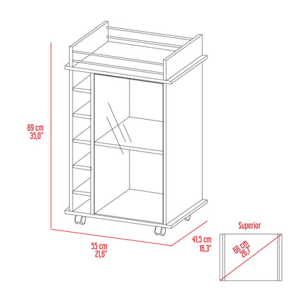 6-Bottle Wenge Bar Cart - Kitchen Island Storage