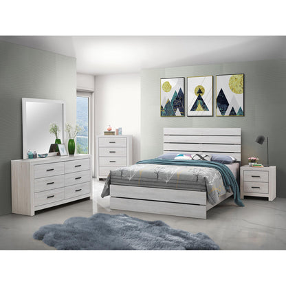 Queen Ivory Farmhouse Wood Bed Frame