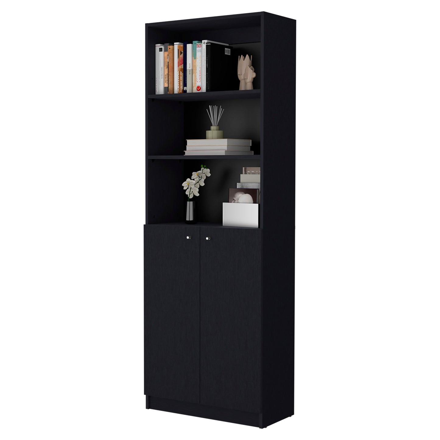 Wenge 2-Door Bookcase - Storage Cabinet