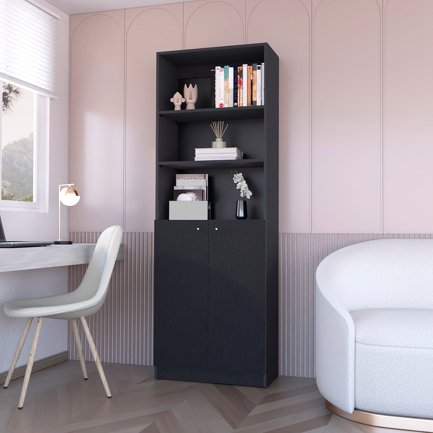 Wenge 2-Door Bookcase - Storage Cabinet