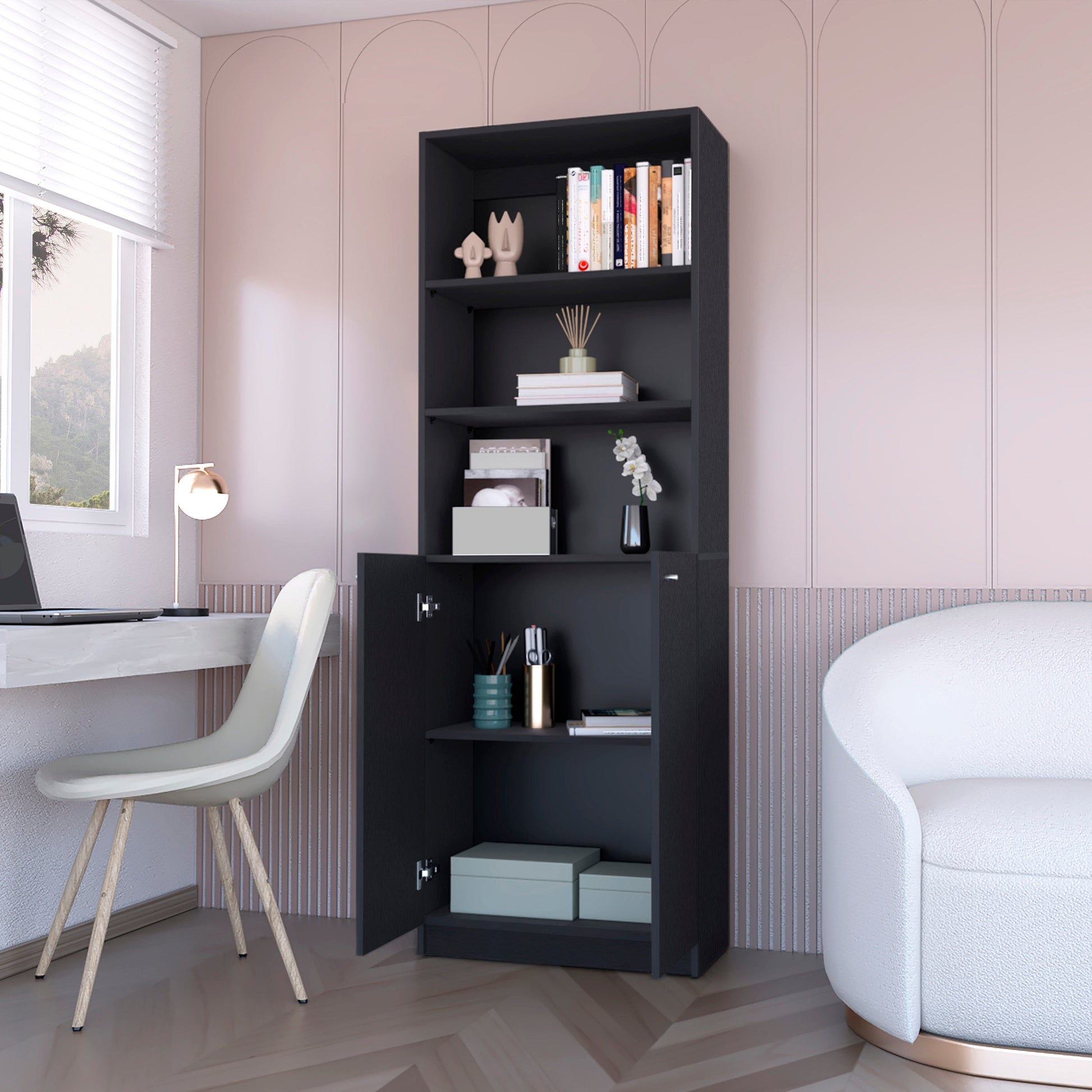 Wenge 2-Door Bookcase - Storage Cabinet