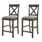 Tan and Weathered Grey Counter Height Stools with Cross Back (Set of 2)