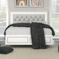 Grey and White Queen Bed with LED Light Padded Headboard