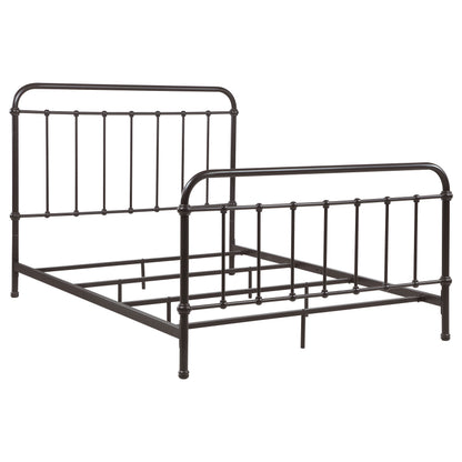 Olaleye Dark Bronze Queen Metal Spindle Bed - Box Spring Optional