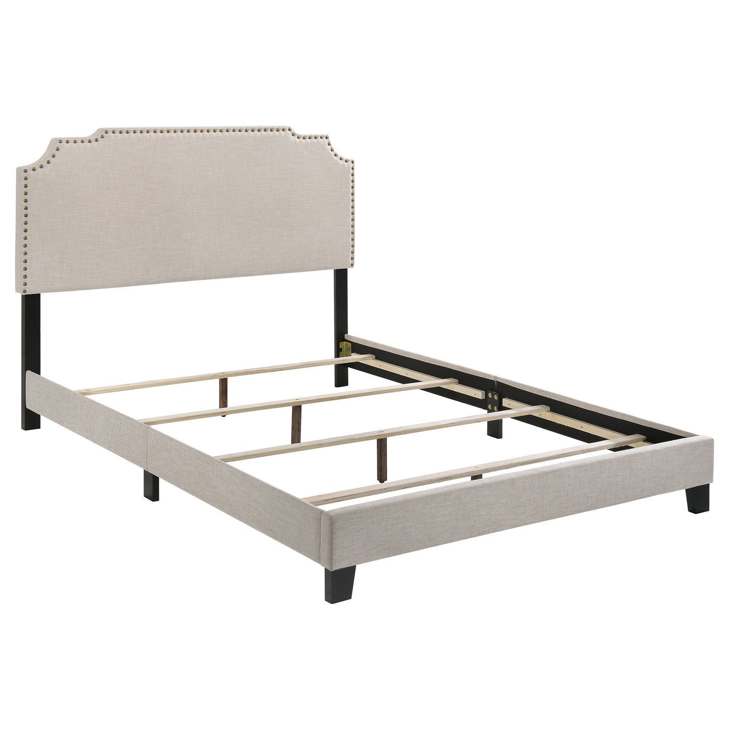 Beige King Panel Bed - No Box Spring Needed