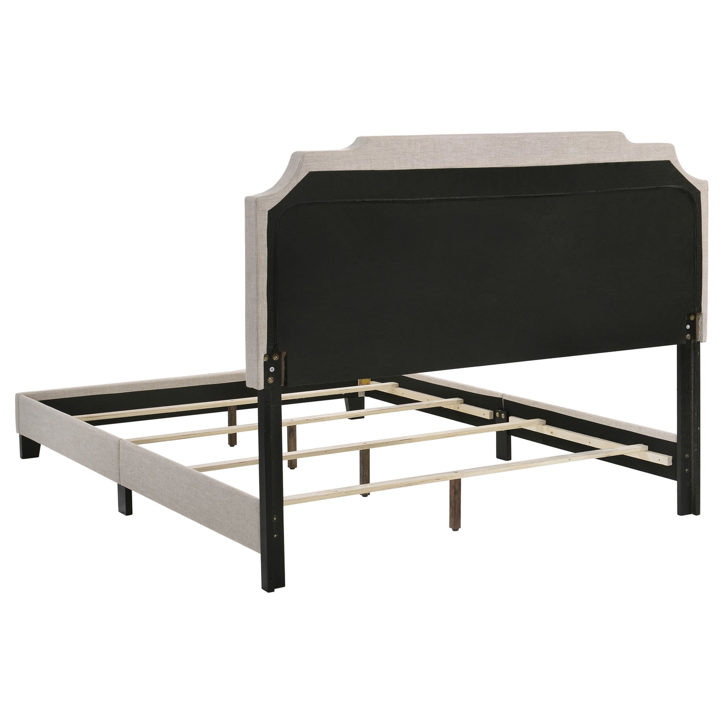 Beige King Panel Bed - No Box Spring Needed